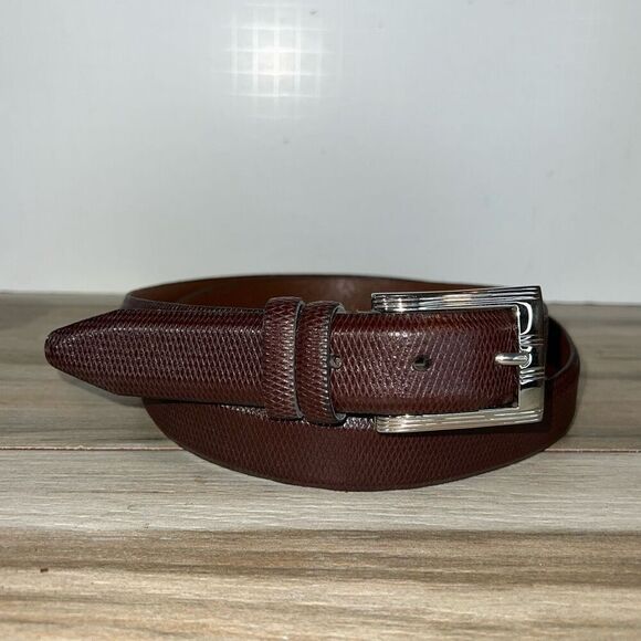 Lejon Dress Belt Mens 46 Beveled Edge Genuine Leather Brown 25702 Workwear - Picture 1 of 9